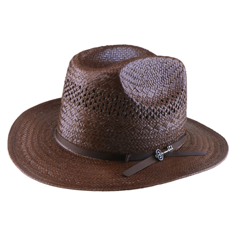 No. 657 Paper Straw Fedora Hat with Vented Crown