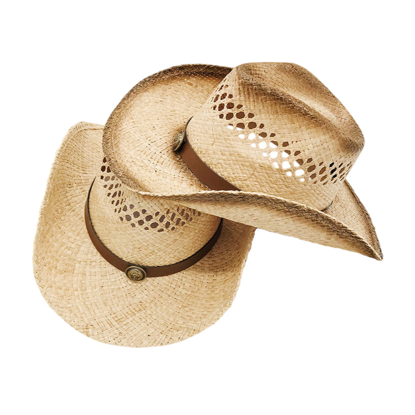 No. 71 Raffia Straw Cowboy Hat with Concho Band