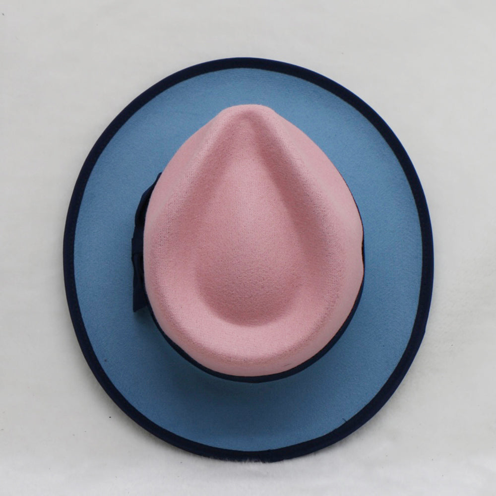 Men’s Felt Fedora Hat Vintage British Style Felt Hat Two-Tone Jazz Cap Fashion Winter Trilby for Men and Women