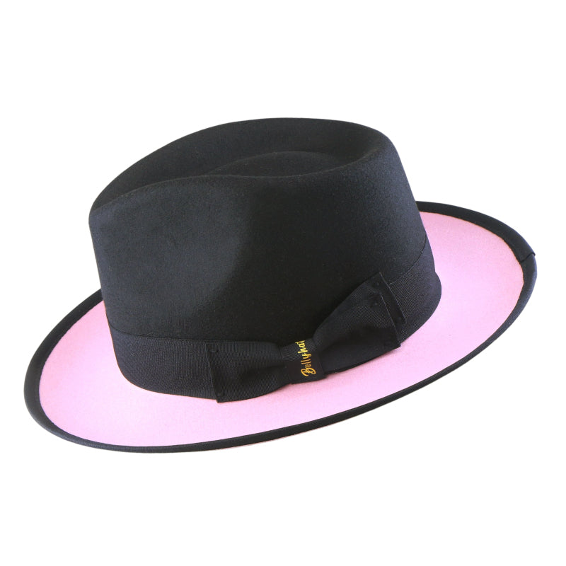 No. 804 Two-Tone Polyester Felt Fedora Hat with Contrast Brim
