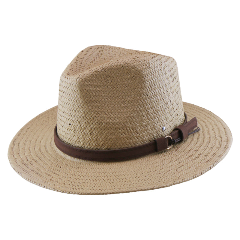 No. 892 Paper Straw Fedora Hat with Buckled Band