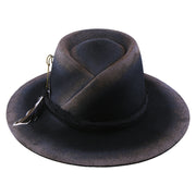 No. 1071 Distressed Woolen Felt Gambler Hat with Playing Card and Feather