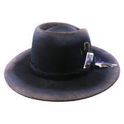 No. 1071 Distressed Woolen Felt Gambler Hat with Playing Card and Feather