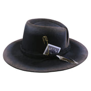 No. 1071 Distressed Woolen Felt Gambler Hat with Playing Card and Feather