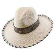 No. 1108 Paper Braid Fedora Hat with Patterned Band and Whipstitched Brim