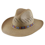 No. 1140 Paper Straw Fedora Hat with Aztec Band