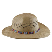 No. 1140 Paper Straw Fedora Hat with Aztec Band