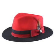No. 1154 Two-Tone Polyester Felt Fedora with Feather Band
