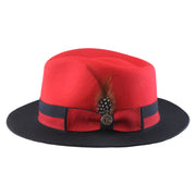 No. 1154 Two-Tone Polyester Felt Fedora with Feather Band