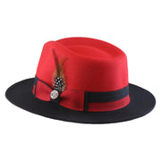 No. 1154 Two-Tone Polyester Felt Fedora with Feather Band