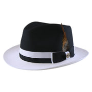 No. 1154 Two-Tone Polyester Felt Fedora with Feather Band