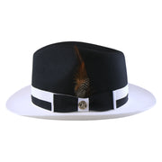 No. 1154 Two-Tone Polyester Felt Fedora with Feather Band