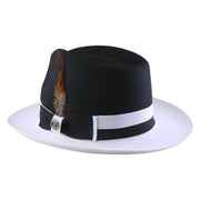 No. 1154 Two-Tone Polyester Felt Fedora with Feather Band