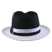 No. 1154 Two-Tone Polyester Felt Fedora with Feather Band