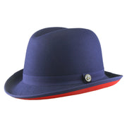 No. 1163 Polyester Felt Fedora Hat with Metal Emblem