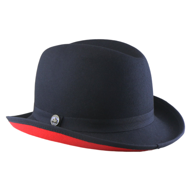 No. 1163 Polyester Felt Fedora Hat with Metal Emblem