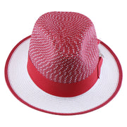 No. 1171 Two-Tone Paper Braid Fedora Hat with Feather Accent