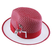 No. 1171 Two-Tone Paper Braid Fedora Hat with Feather Accent
