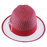 No. 1171 Two-Tone Paper Braid Fedora Hat with Feather Accent