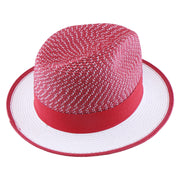 No. 1171 Two-Tone Paper Braid Fedora Hat with Feather Accent
