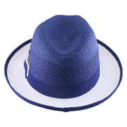 No. 1171 Two-Tone Paper Braid Fedora Hat with Feather Accent