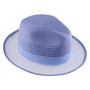 No. 1171 Two-Tone Paper Braid Fedora Hat with Feather Accent
