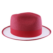 No. 1171 Two-Tone Paper Braid Fedora Hat with Feather Accent