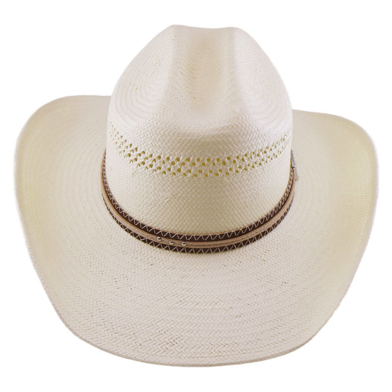 No. 1175 Paper Straw Cowboy Hat with Layered Stitched Band