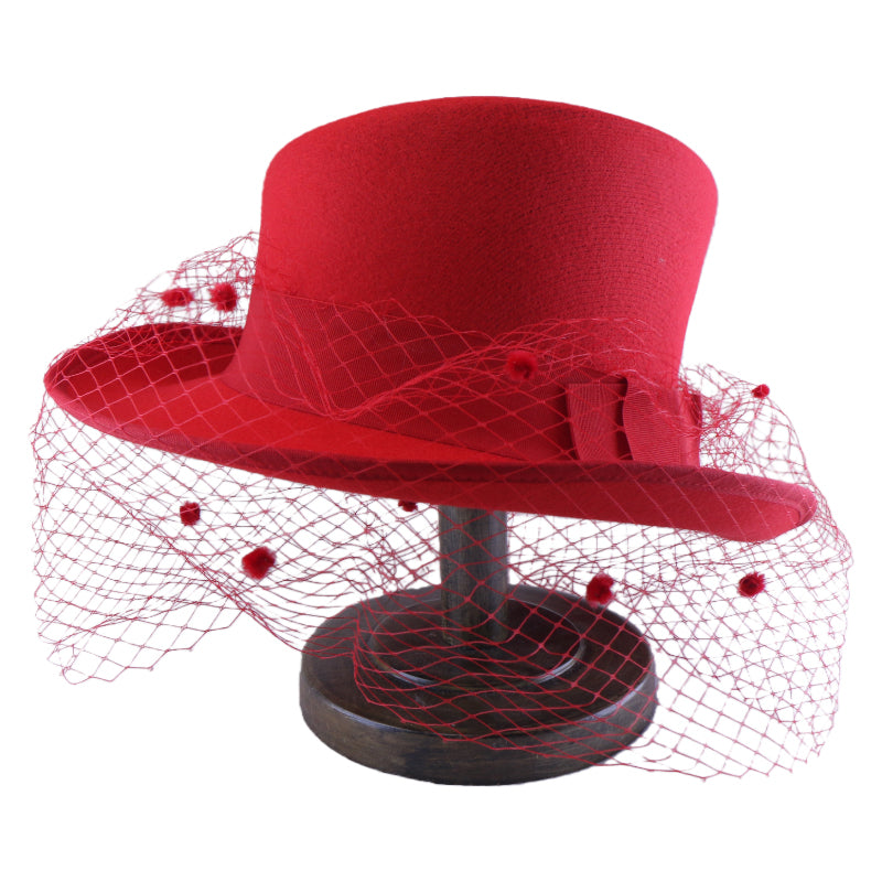 No. 1207 Polyester Felt Top Hat with Birdcage Veil