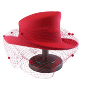 No. 1207 Polyester Felt Top Hat with Birdcage Veil