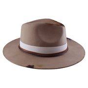 No. 1214 Woolen Felt Western Fedora Hat with Distressed Finish and Layered Paisley Band