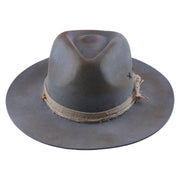 No. 1226 Distressed Woolen Felt Western Fedora Hat with Rope Band and Feather