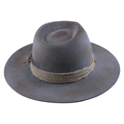 No. 1226 Distressed Woolen Felt Western Fedora Hat with Rope Band and Feather
