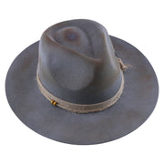 No. 1226 Distressed Woolen Felt Western Fedora Hat with Rope Band and Feather