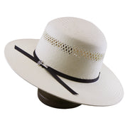 No. 1234 Paper Straw Boater Hat with Vented Crown and Key Accent