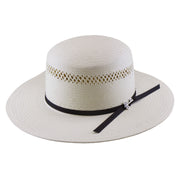 No. 1234 Paper Straw Boater Hat with Vented Crown and Key Accent