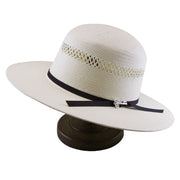 No. 1234 Paper Straw Boater Hat with Vented Crown and Key Accent