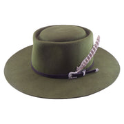 No. 1237 Woolen Felt Gambler Hat with Feather and Western Buckle Band