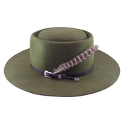 No. 1237 Woolen Felt Gambler Hat with Feather and Western Buckle Band
