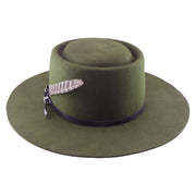 No. 1237 Woolen Felt Gambler Hat with Feather and Western Buckle Band