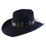 No. 1256 Black Woolen Felt Cowboy Hat with Belt