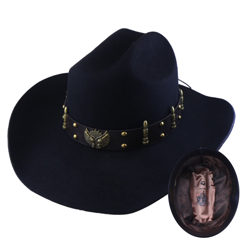No. 1256 Black Woolen Felt Cowboy Hat with Belt