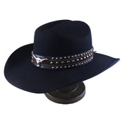 No. 1258 Black Woolen Felt Cowboy Hat with Belt