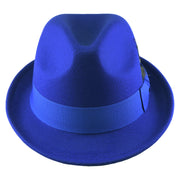 No. 1265 Pinch-Front Fedora with Feather Accent and Grosgrain Bow