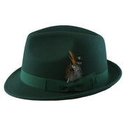No. 1265 Pinch-Front Fedora with Feather Accent and Grosgrain Bow