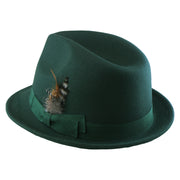 No. 1265 Pinch-Front Fedora with Feather Accent and Grosgrain Bow