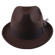 No. 1265 Pinch-Front Fedora with Feather Accent and Grosgrain Bow