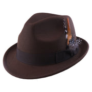 No. 1265 Pinch-Front Fedora with Feather Accent and Grosgrain Bow