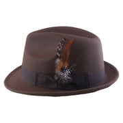 No. 1265 Pinch-Front Fedora with Feather Accent and Grosgrain Bow