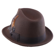No. 1265 Pinch-Front Fedora with Feather Accent and Grosgrain Bow